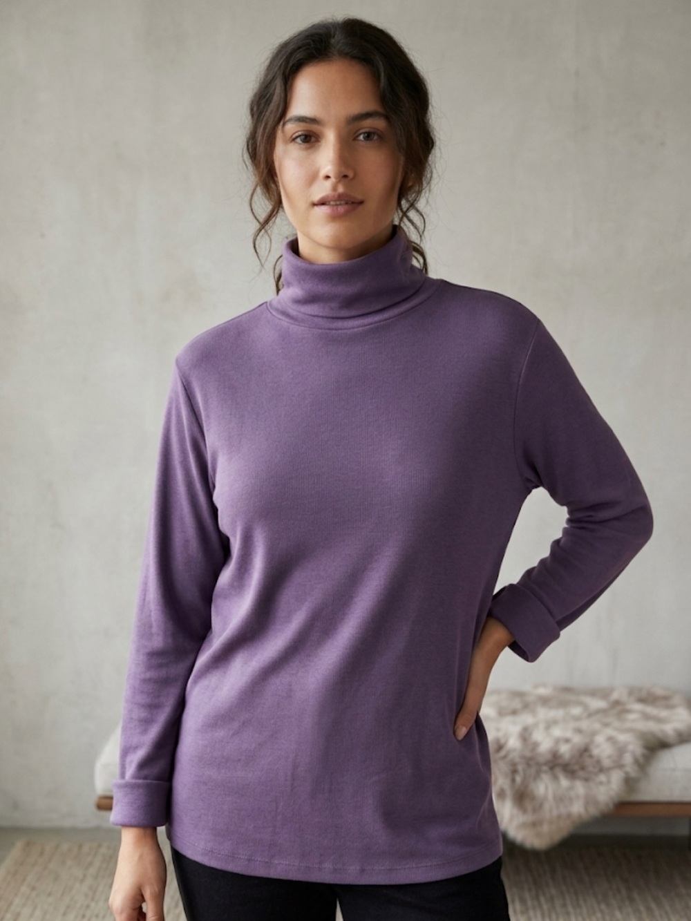 Wilfred Free Lilac Long Sleeve Turtleneck – Size S | Soft Stretch | Y2K Basic |